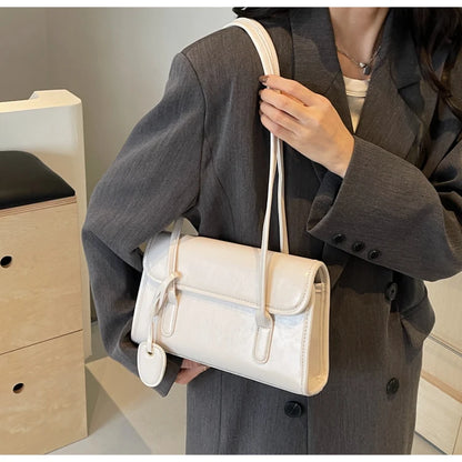 Fashion Red Shoulder Bags For Women Trendy Textured Solid Color Handbag Autumn Winter Versatile Female Underarm Pack