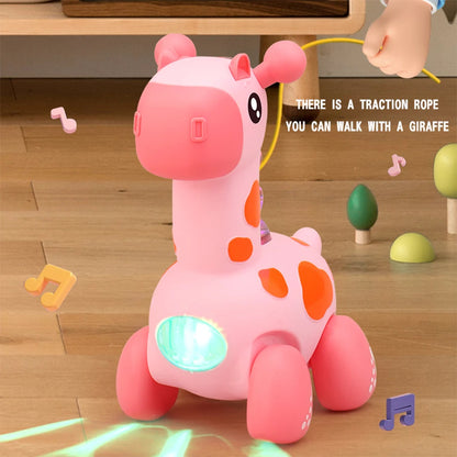 Giraffe rope toy with light, music, electric crawling toy, children's puzzle early education luminous toy
