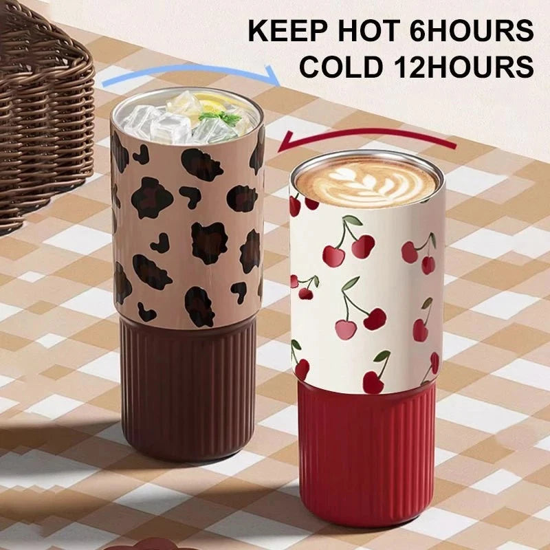 Cute Tumbler 750ML Water Bottle 316 Stainless Steel Vacuum Thermos Bottle Insulated Portable Thermos Cup Gift For Woman Girl