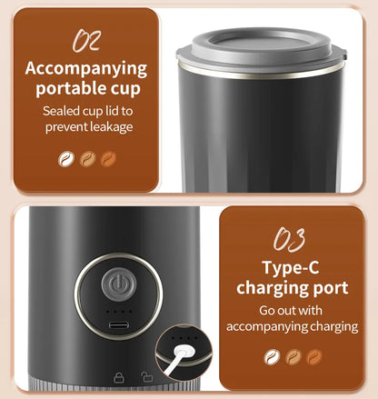 3-in-1 Capsule Coffee Maker Portable Espresso Coffee Machine for Car & Home Camping Coffee Maker Type-c Rechargeable Automatic