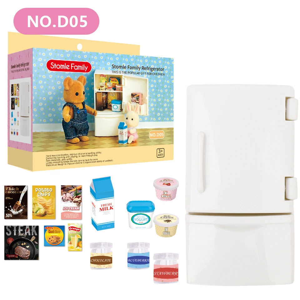 Toys Doll 1:12 Forest Family Montessori Kitchen Compatible Miniature Dollhouse Kitchen Accessories Furniture Pretend Play Gifts