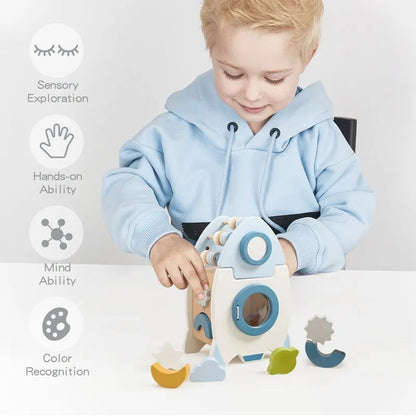 Wooden Montessorri Toys Five-in-one Multifunctional Baby Toys Exercise Children's hand-eye Coordination Logic Imagination Space