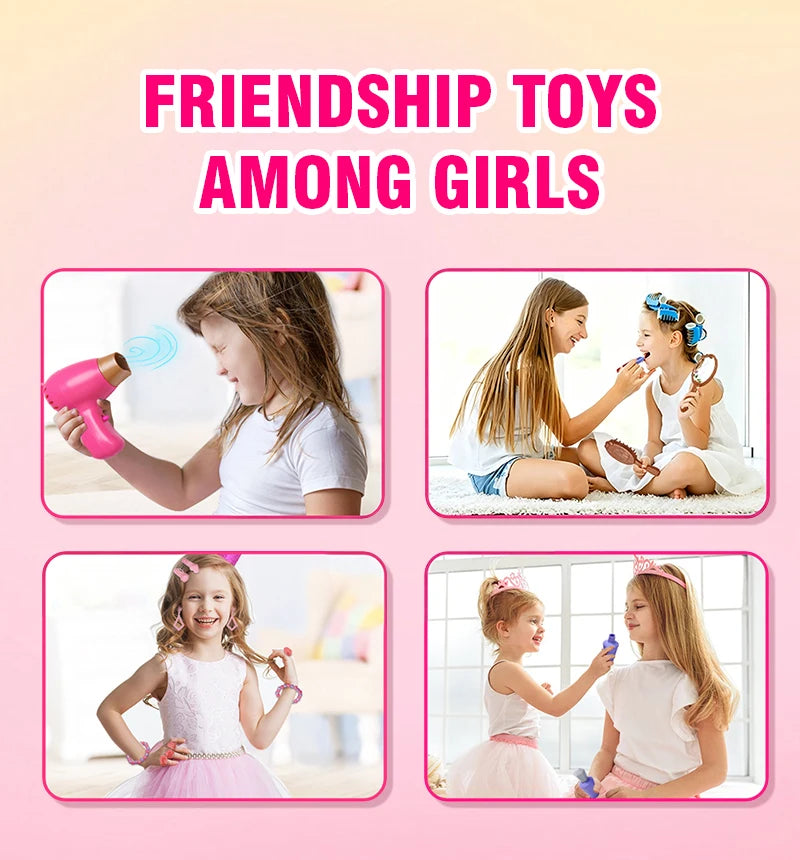 Girls Makeup Toys Woman Career Role Play Toys Inductive Door-opening Pretend Beauty and Fashion Sets Hair Styling for Kids Child