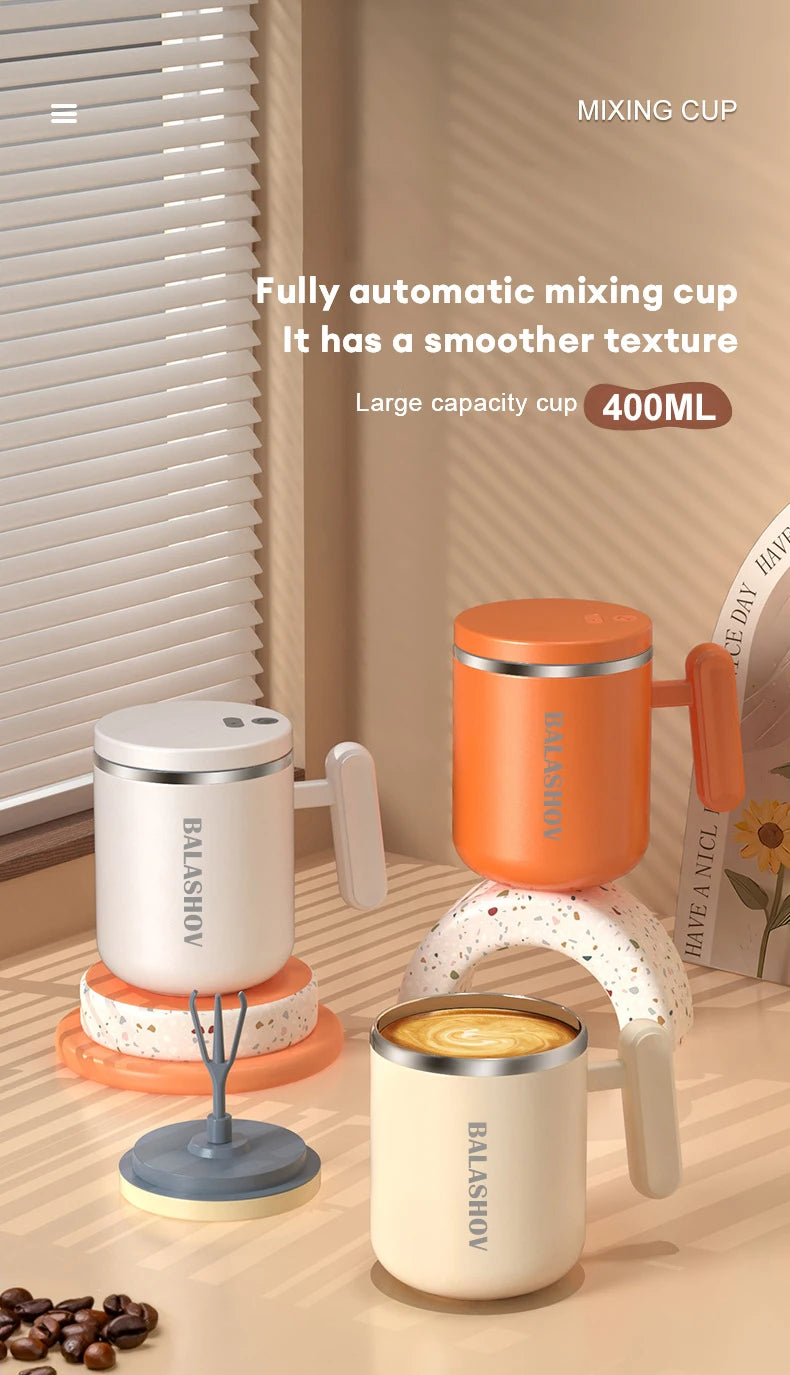400ml Electric Automatic Self Stirring Cup Self Mixing Coffee Mug Glass Waterproof Protein Powder Stirrers for Home Office