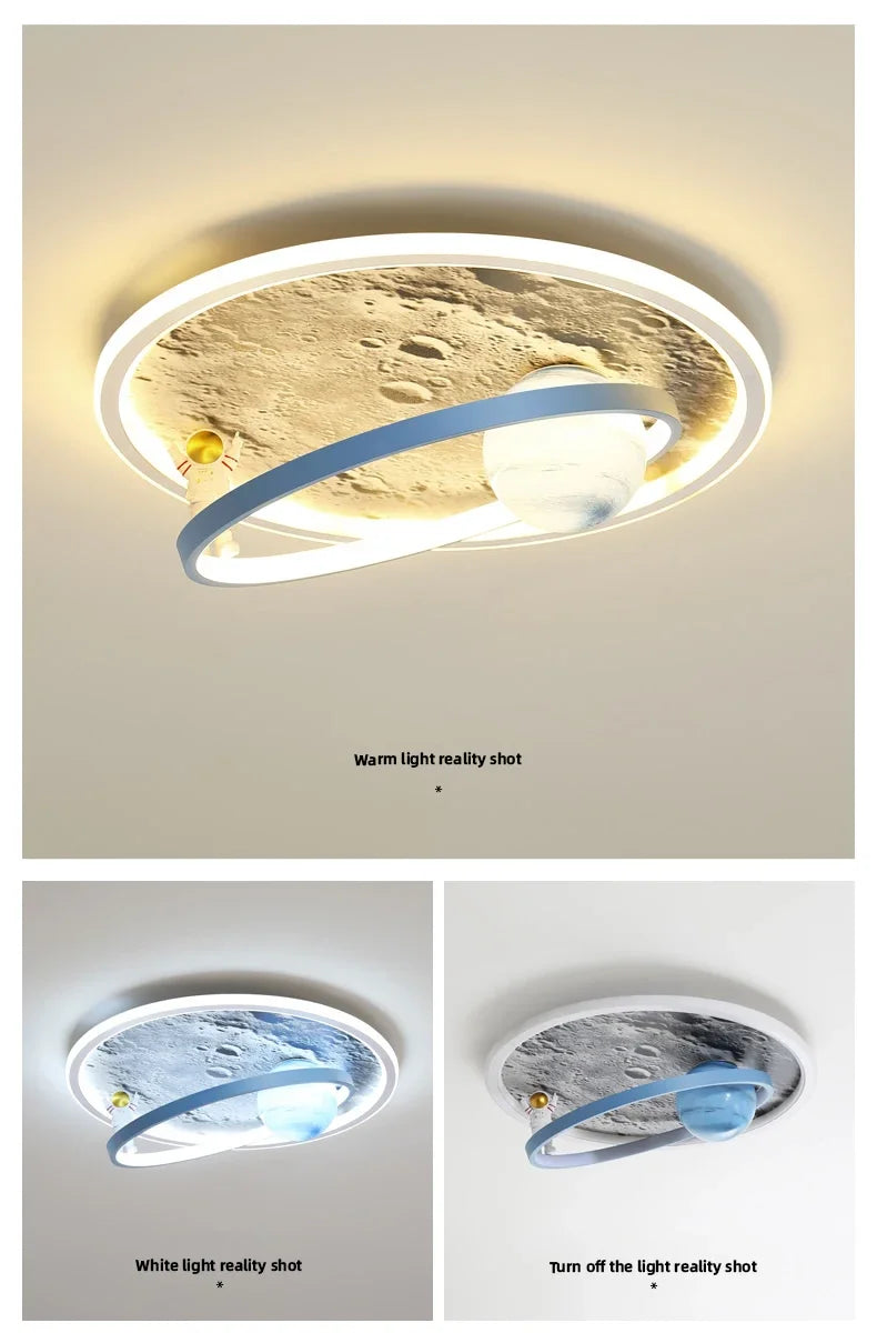 Children's room circular ceiling light moon astronaut light cartoon eye protection children's baby LED light room decoration