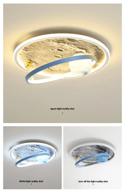 Children's room circular ceiling light moon astronaut light cartoon eye protection for children & baby LED light room decoration