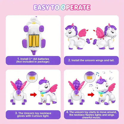 Unicorn Pegasus Toy Fantasy Cartoon Wings Unicorn with Light Music Animal Shape Girl Christmas New Year Gift