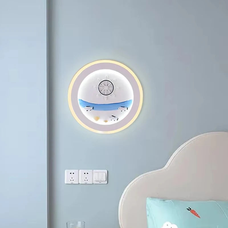 Marine Decorative Wall Lamps Mediterranean Bedside Cartoon LED Lighting Bedroom Background Lamp Cute Children's Room Wall Lights