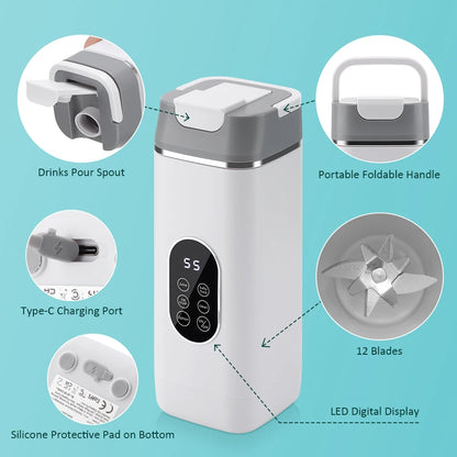 Electric Juicer Cup 2 Cups For Travel 6 Blades Portable Juicer Mixer Usb Charge Fresh Fruit Juice Personal Blender Smoothie