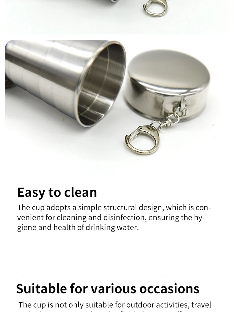 Outdoor Portable Camping Portable Metal Stainless Steel Telescopic Cups Folding Cups Drinks Cups.