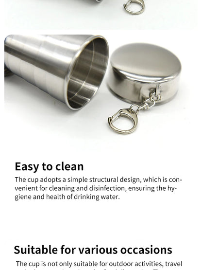 Outdoor Portable Camping Portable Metal Stainless Steel Telescopic Cups Folding Cups Drinks Cups.