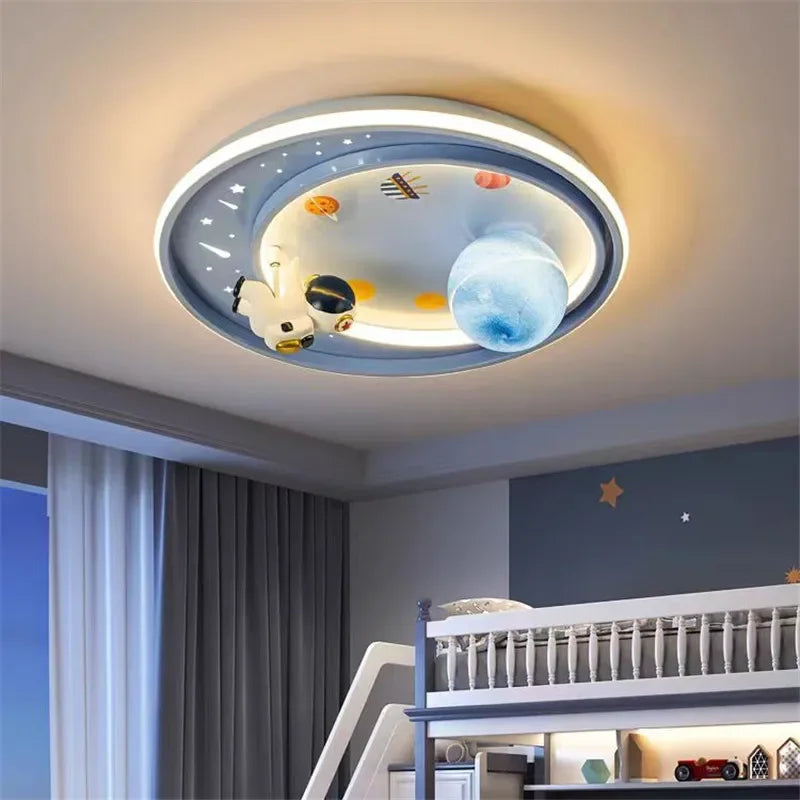 Children's room circular ceiling light moon astronaut light cartoon eye protection children's baby LED light room decoration