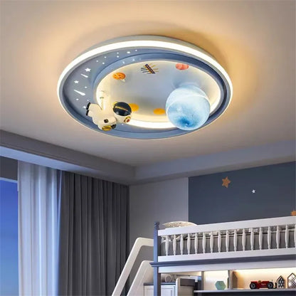 Children's room circular ceiling light moon astronaut light cartoon eye protection for children & baby LED light room decoration