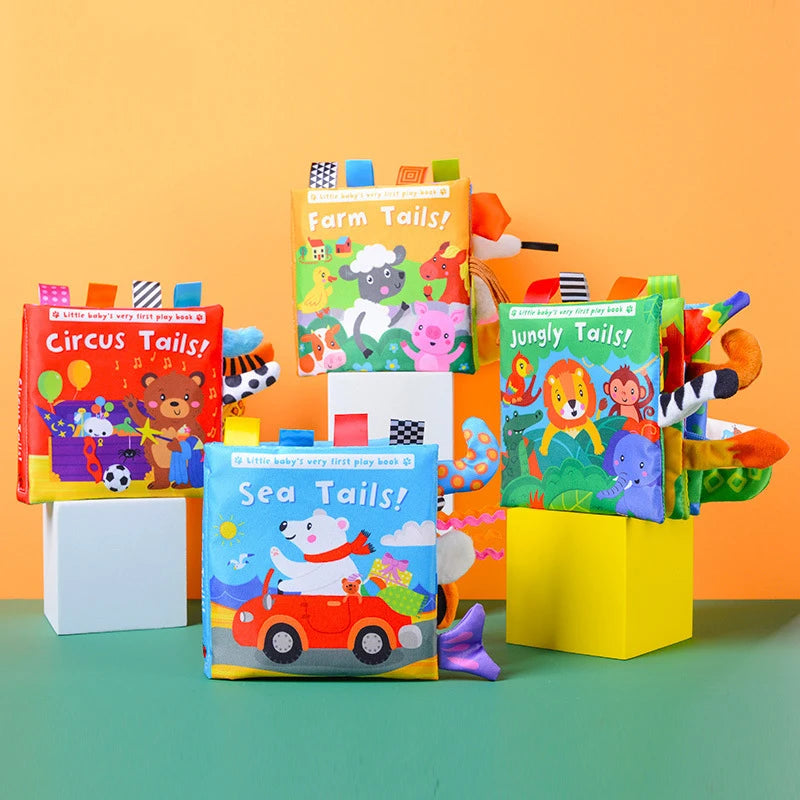 Montessori Education Baby Toys Busy Book Cartoon Animals Tail Interactive Parent-Child Fun Baby Cloth Book Baby Toys 0 6 Months
