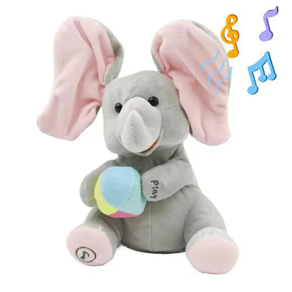 Hide And Seek Elephant Plush Toy Baby Head Up Training Soothing Singing Musical Doll New Born Gift For 3-12 Months