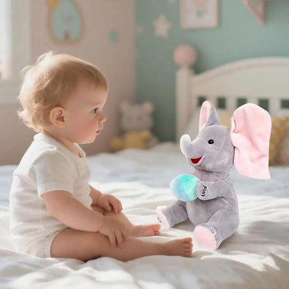Hide And Seek Elephant Plush Toy Baby Head Up Training Soothing Singing Musical Doll New Born Gift For 3-12 Months