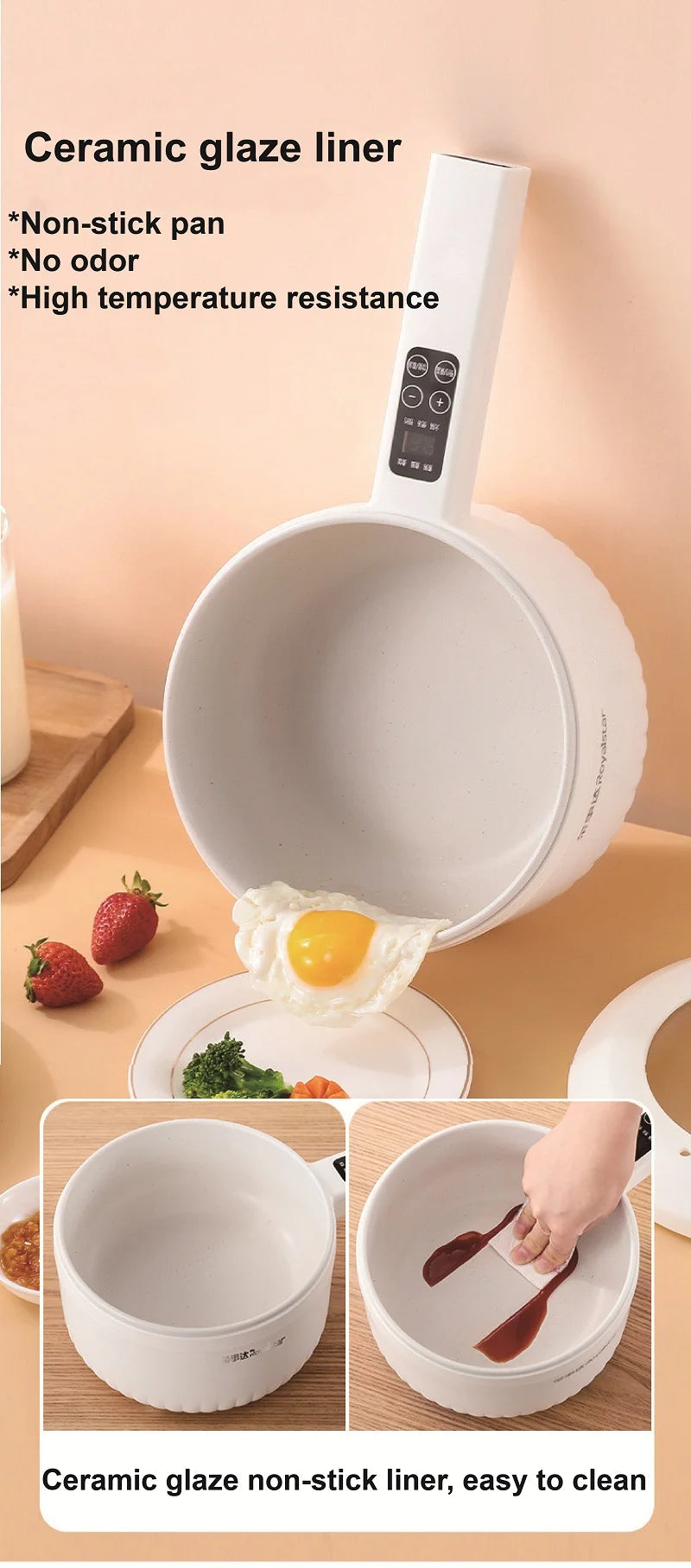 2.2L Electric Cooker Multi-Function Pot Double Layer Home High Capacity Hot Pot Noodle Cooker Non-Stick Pot Kitchen Tool 220V