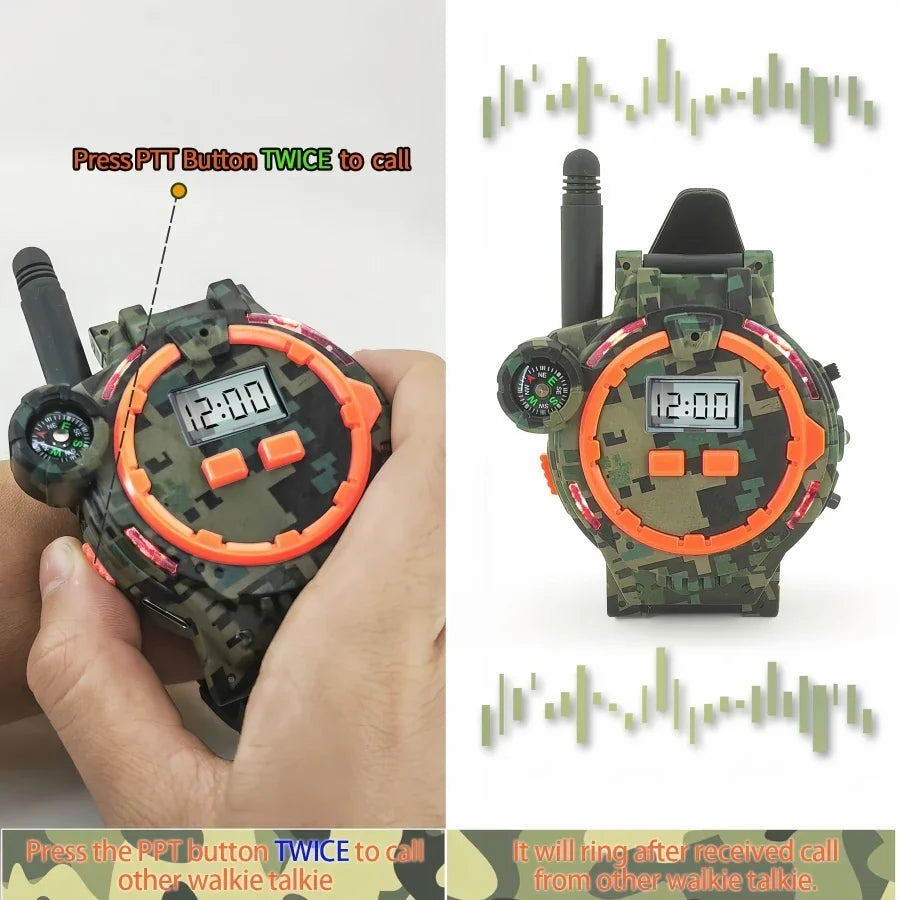 2PCS Rechargeable Walkie Talkies for Kids,Two-Way Radio Walky Talky with Flashlight and Compass,200 Meter Transmission Range,Out