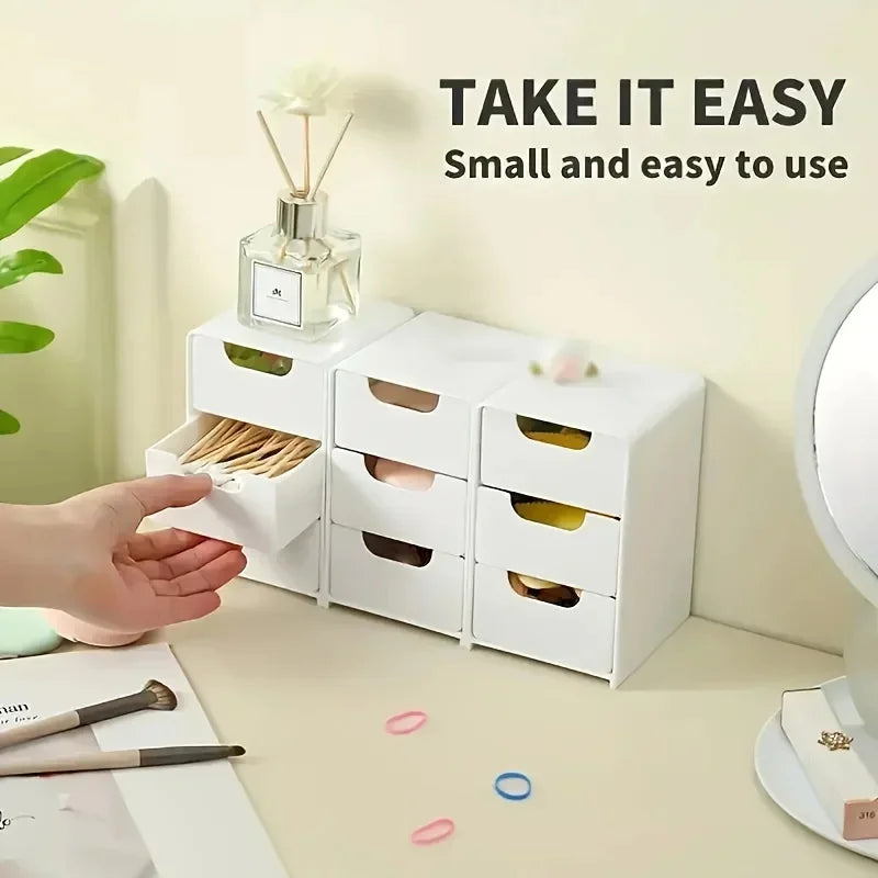 3-Tier Desk Organizer with Drawers - Ideal for Office Supplies, Jewelry & Cosmetics Storage - Portable Divider Box