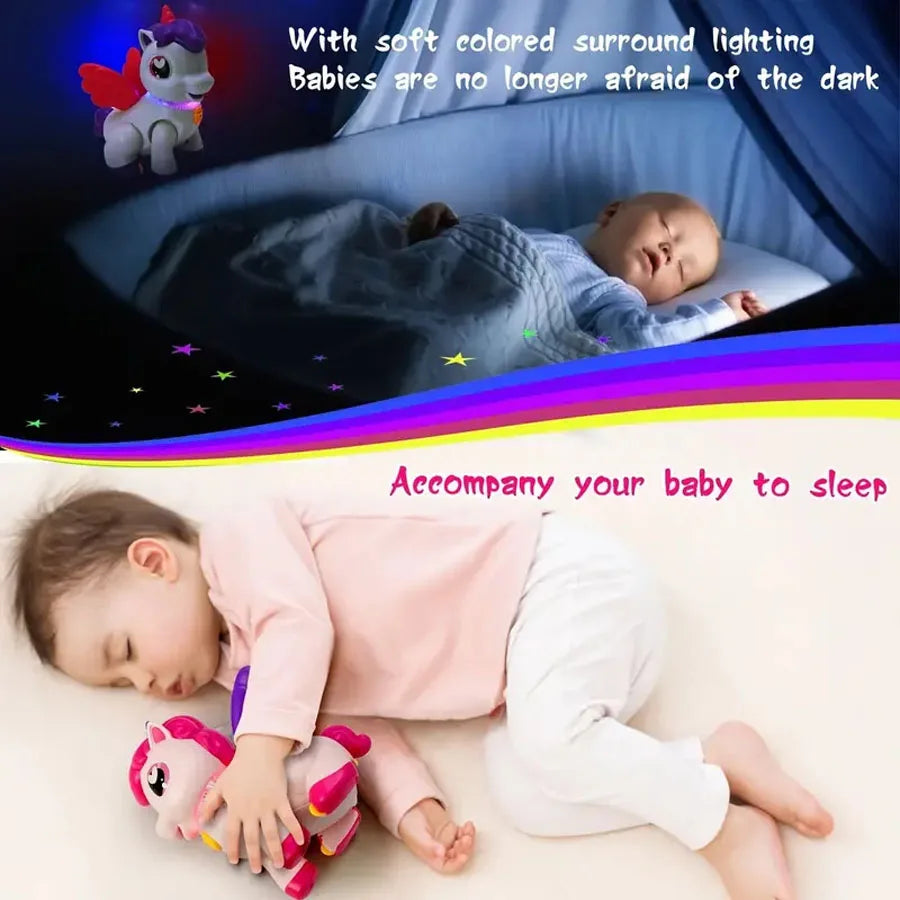 Unicorn Pegasus Toy Fantasy Cartoon Wings Unicorn with Light Music Animal Shape Girl Christmas New Year Gift
