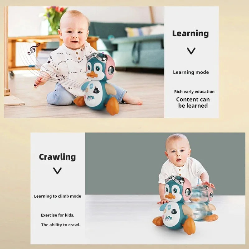 Interactive Walking Penguin Toy, Dancing Musical Baby Toy with LED Lights, Encourages Crawling Learning for Toddlers Infant Kids