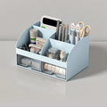 Home Office Desktop Stationery Storage Box 6 Compartments 2 Drawers Decorative Desk Organizer Dressing Table Makeup Storage Case