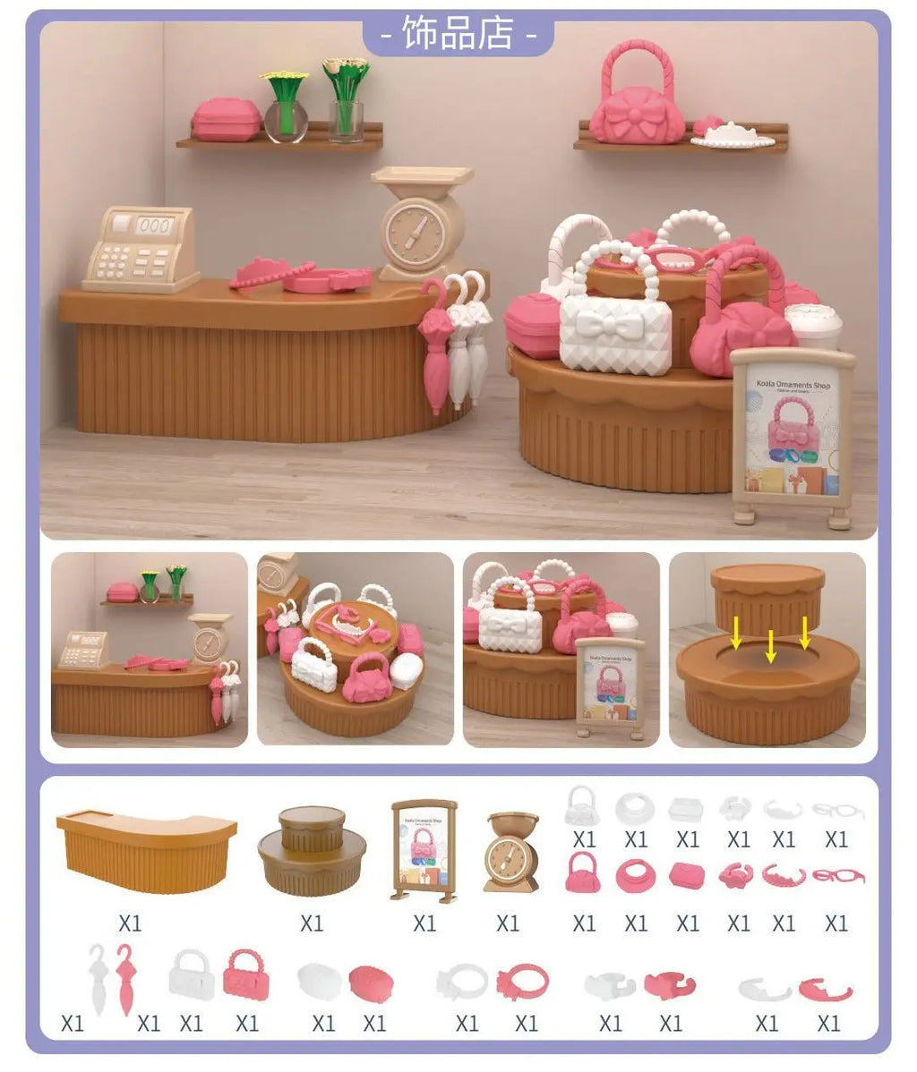 Mini supermarket shopping games dollhouse furniture accessories Intellectual education toys for kid family interaction toys