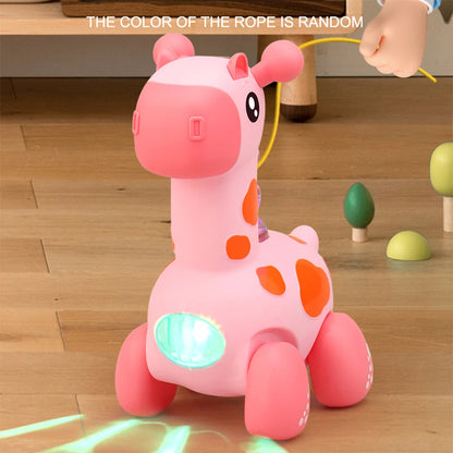 Giraffe rope toy with light, music, electric crawling toy, children's puzzle early education luminous toy