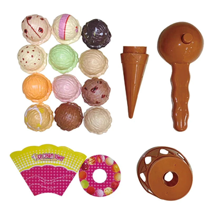 Educational Toys For Baby Gifts Children Simulation Food Kitchen Props Ice Cream Stack Up Play Kids Pretend Play Toys