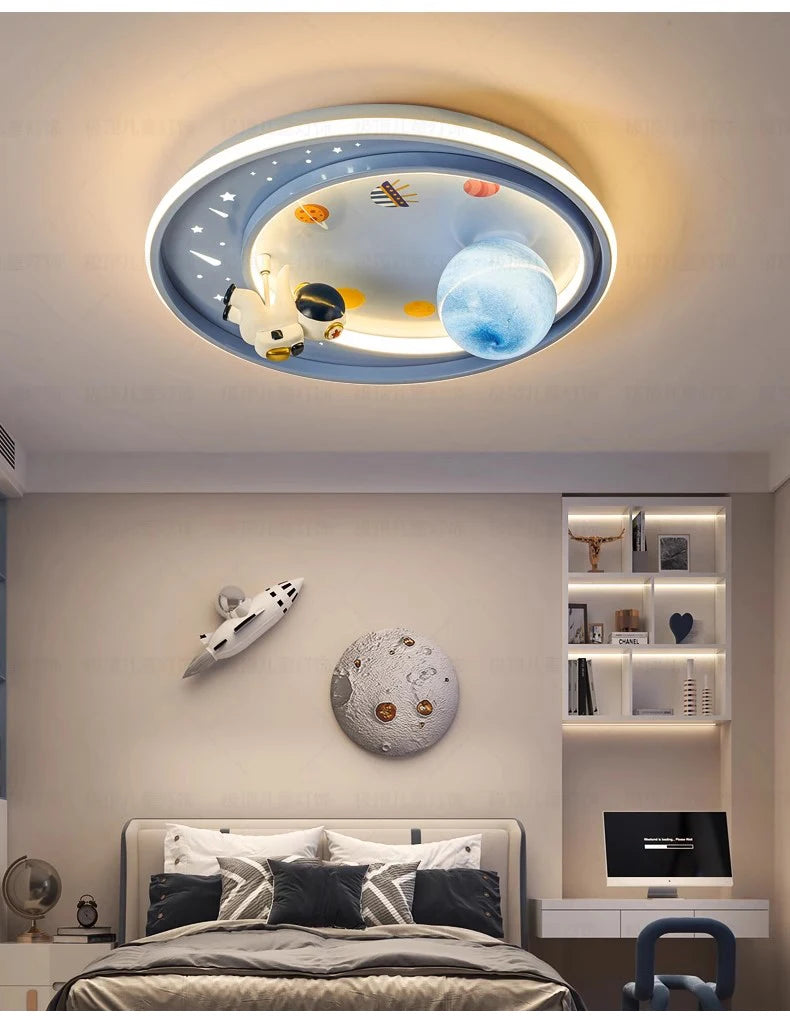 Children's Room Bedroom Ceiling Lights LED Moon Astronaut Unicorn Light Warm Romantic Baby Room Boy Girl Bedroom Ceiling Lamps