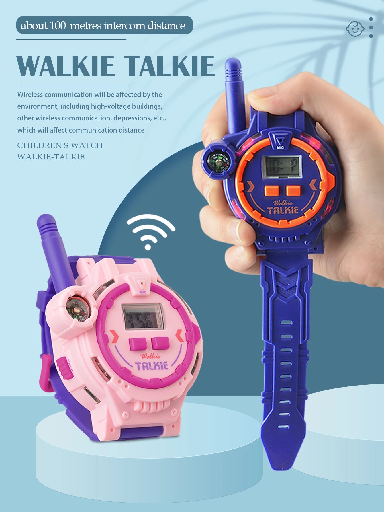 2Pcs Electronic Walkie Talkie Watch Toys, Creative Rechargeable Walkie Talkie With Compass Spying Gadgets Gifts for Kids