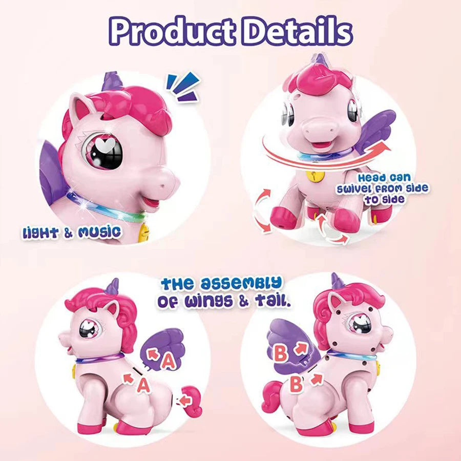 Unicorn Pegasus Toy Fantasy Cartoon Wings Unicorn with Light Music Animal Shape Girl Christmas New Year Gift