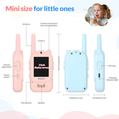 Mafiti Toys for Boys Girls Mini Video Walkie Talkies for Kids 2 Pack Rechargeable 1000 Feet Range Birthday Indoor Outdoor