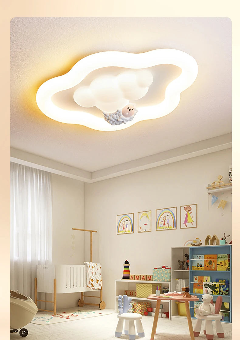 Cloud Light LED Children's Room Baby Room Ceiling Lights Modern Cream Style Nursery Decor Boy Girl Bedroom Cloud Ceiling Lamps