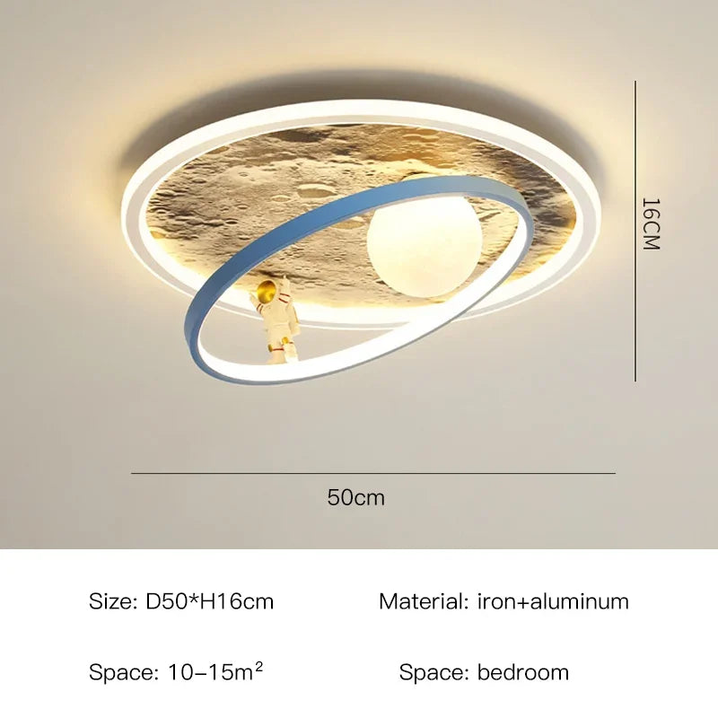 Children's room circular ceiling light moon astronaut light cartoon eye protection children's baby LED light room decoration