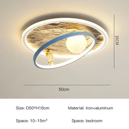 Children's room circular ceiling light moon astronaut light cartoon eye protection for children & baby LED light room decoration