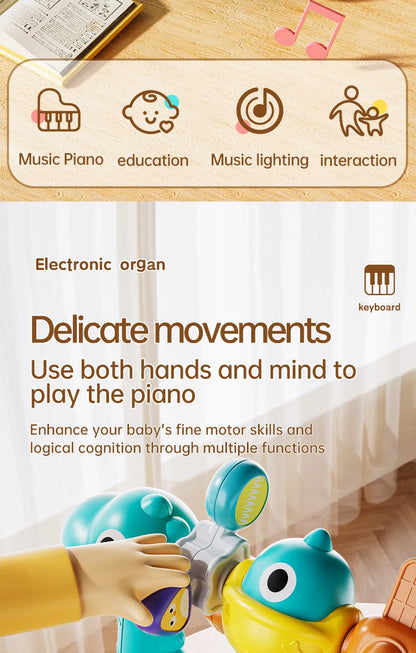 Baby Piano Toys Kids Rotating Music Piano Keyboard With Light Sound, Musical Toys For Toddlers, Early Educational Music Toy