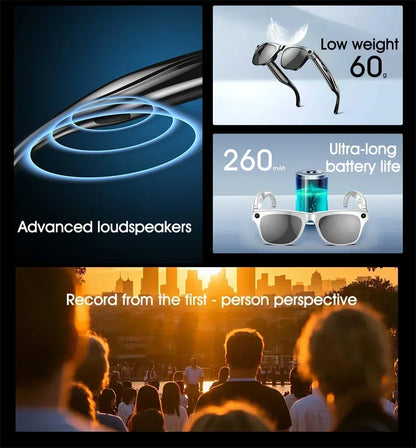 Lenovo 2026 New 8K Bluetooth AI Glasses 1200MP HD Camera Chat GPT Voice Assistant Music Player Translate Call Smart Sunglasses
