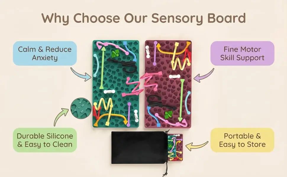 Sensory Activity Board, Silicone Quiet Fidget Toy for ADHD Autism Stress Relief, Easter Basket Stuffers for Toddlers Kids Teens