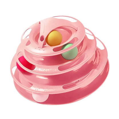 Turnable Toys 4 Levels for Cats Accessories Tower Tracks with Balls Cat Toy Interactive Intelligence Training with Fun Cat Stick