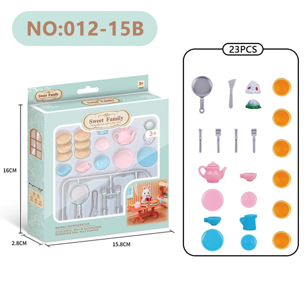 Toys Doll 1:12 Forest Family Montessori Kitchen Compatible Miniature Dollhouse Kitchen Accessories Furniture Pretend Play Gifts
