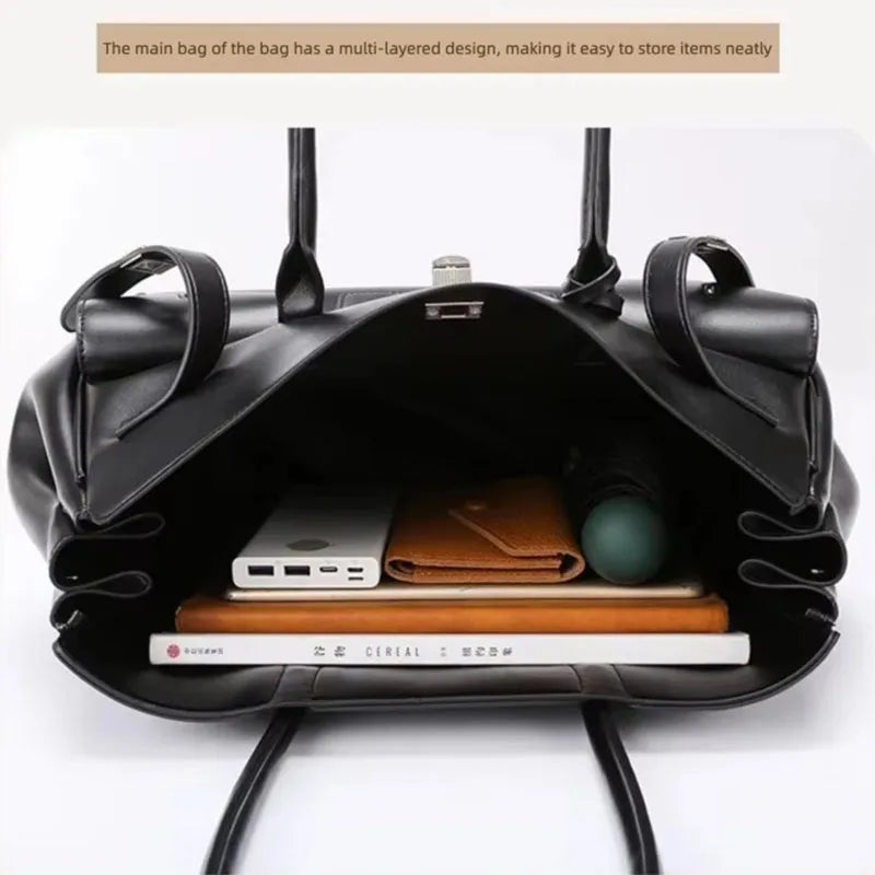 New Women's Tote Bag, Fashionable and Simple Casual Bag, High-End Shoulder Bag, Large-Capacity Commuter Bag, Trendy Handbag, Water-Repellent Shopping Bag