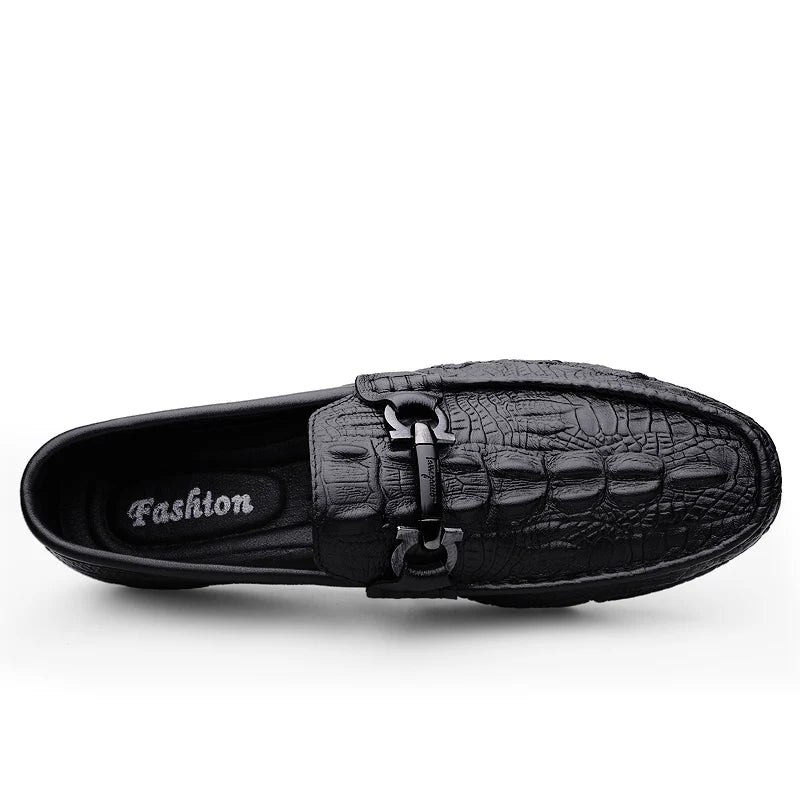 Mens Slip On Loafers Genuine Leather Casual Shoes Driving Moccasins Flats Luxury Brand Classic Black Handmade
