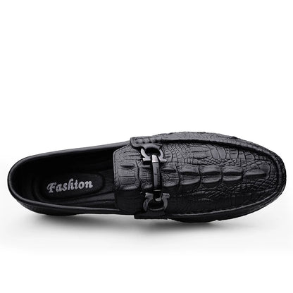 Mens Slip On Loafers Genuine Leather Casual Shoes Driving Moccasins Flats Luxury Brand Classic Black Handmade