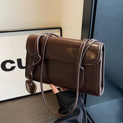 Fashion Red Shoulder Bags For Women Trendy Textured Solid Color Handbag Autumn Winter Versatile Female Underarm Pack