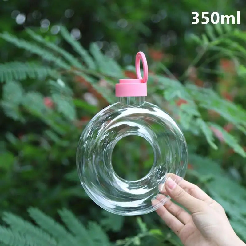 350ML Cute Donut Kids Water Bottle Leak-Proof Travel Cup Children Anti Fall Transparent Drinking Bottle Sports Water Bottle