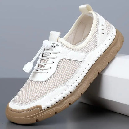 2026 Spring Summer Mens Shoes Flat Breathable Mesh Shoes Brand Male Footwear Black White Brown