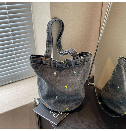 Women Shoulder Bag Large Capacity Denim Tote Bag Fashion Underarm Harajuku Handbag Clutch Bags Simple Female Commuter bags 2026