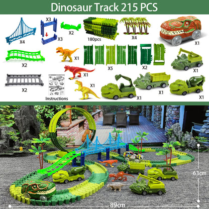 Children Electric Magic Climbing Dinosaur Track Toy Engineering Car Kids Track Car Train Toys for Children Birthday Gift