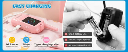 Video Walkie Talkies for Kids 2 Pack Rechargeable Intercom Walkie-talkie Cute 2 Inch Screen One-Click Call Child Video Intercom